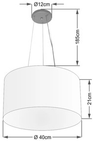 Lustre Pendente Cilíndrico Vivare Md-4009 Cúpula em Tecido 40x21cm - Bivolt