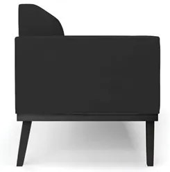 Sofá Namoradeira e 2 Poltronas Base Madeira Preto Maressa Veludo Preto