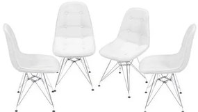 Kit com 4 Cadeiras Eames Botone Branca Base Cromada - 64649 Sun House
