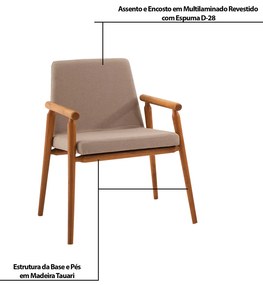 Kit 5 Cadeiras Decorativa Sala de Jantar Sidnei Linho Bege G17 - Gran Belo