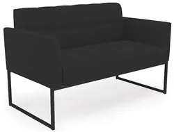 Sofá Namoradeira e 1 Poltrona Base Industrial Preto Ana Veludo Preto -