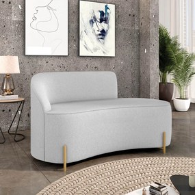 Sofá 2 Lugares Orgânico 140cm Pé Dourado Morgan Linho D03 - D'Rossi - Cinza