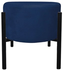 Puff Banqueta Decorativo Industrial Preto Kit 2 Iron Suede D03 - D'Rossi - Azul Marinho
