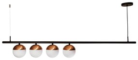 Pendente Snooker C/ 4 Globos Assimetricos 140Cm 4L E27 Mini Bulbo / Me... (BT - Branco Texturizado, FOSCO)