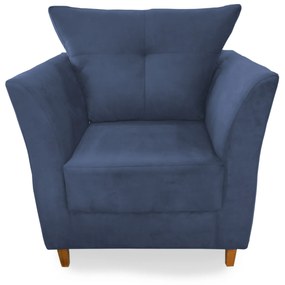 Poltrona Decorativa Isis Pés Madeira Suede Azul - Sheep Estofados