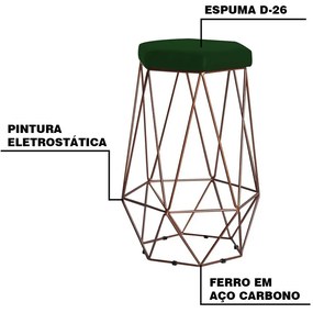 Banqueta Decorativa Rubel Base Bronze Suede Verde G41 - Gran Belo