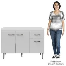 Balcão Gabinete Para Pia Com Tampo 120cm 3 Portas e 1 Gaveta Gabriela