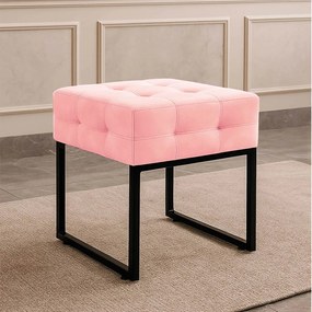 Puff Sala Decorativo Industrial Elisa Suede D03 - D'Rossi - Rosa Bebê
