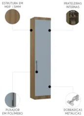 Guarda Roupa Modulado Sapateira 50cm Delphi Avelã/Grey L01 - Mpozenato