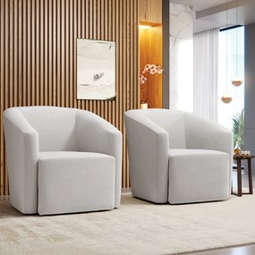 Poltrona Decorativa Base Giratória Kit 2 Stella Max Veludo Cinza D03 - D'Rossi