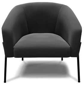 Poltrona Decorativa Pé de Ferro Preto Stella Suede D03 - D'Rossi - Preto