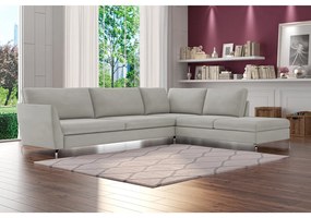 Sofá de Canto Chaise Direito 287 cm Olívia Suede Cinza G52 - Gran Belo
