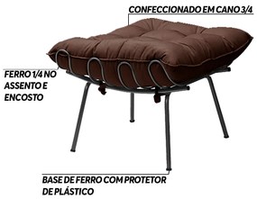 Puff Decorativo Sala de Estar Abel Pés Preto Suede Marrom G41 - Gran Belo