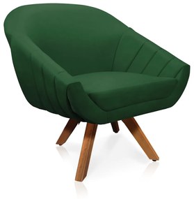 Kit 01 Namoradeira 02 Lugares e 01 Poltrona Giratória Giovana Suede Base Madeira MM30 - D'Rossi - Verde
