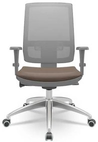 Cadeira Brizza Diretor Grafite Tela Cinza com Assento Vinil Marrom Base Autocompensador Aluminio - 65791 Sun House