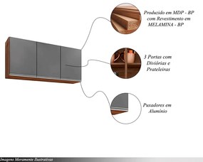 Armário Aéreo Suspenso Pursat MDP/BP Freijó/Grafite G96 - Gran Belo