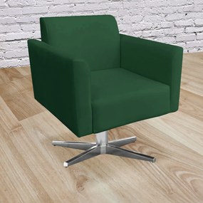 Kit 02 Poltronas Giratória Marisa Suede Base Cromada D03 - D'Rossi - Verde