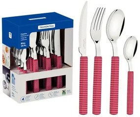 Faqueiro Tramontina Bliss 16 peças Viva Magenta em Aço Inox