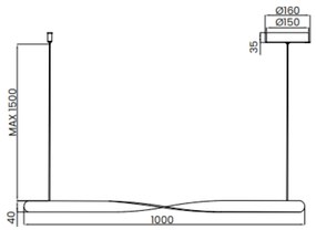 Pendente Fita Linear 100X4Cm Led 24W 3000K Bivolt Preto - Usina Import...
