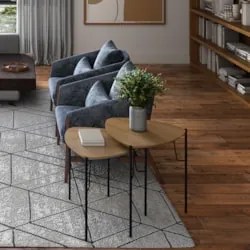 Mesa Lateral Para Sala Pés Metálicos Kit 2 Blen Louro/Preto I06 - Mpoz