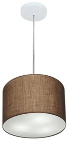 Lustre Pendente Cilíndrico Md-4209 Cúpula em Tecido 25x25cm Café - Bivolt