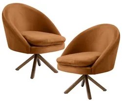 Kit 2 Poltronas Decorativas Giratórias Base Giromad Madeira Rafa C-262