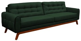 Sofá 3 Lugares Sala de Estar Eros 230 cm Veludo Esmeralda Base Fixa G15 - Gran Belo
