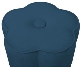 Puff Decorativo Flor Veludo - Azul Marinho