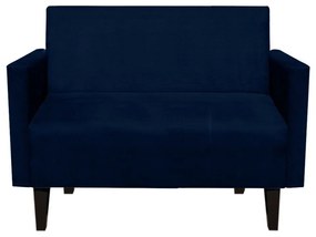 Namoradeira Jade 02 Lugares Suede Azul Marinho Pés Chanfrado Tabaco - D'Rossi