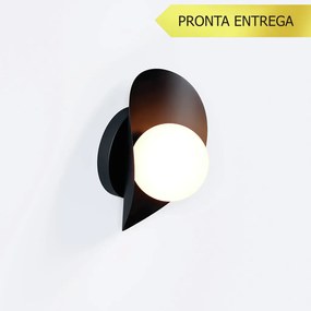 Arandela Calandra 14X12X21Cm Aluminio E Globo Ø10Cm Rosca 01Xg9 - Qimp... (PRETO)