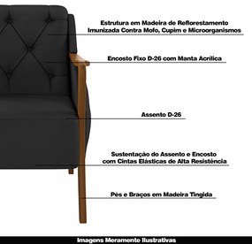 Conjunto Decorativo 2 Poltronas e 1 Namoradeira 2 Lugares Hand PU Preto G45 - Gran Belo
