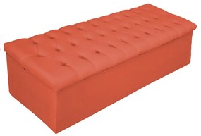 Recamier Baú Estofada Mel 140 cm Casal Com Capitonê Suede Terracota - ADJ Decor