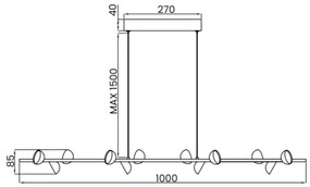 Pendente Mezzo 8,5X100Cm Led 30W 3000K Bivolt Alumínio Dourado - Usina...