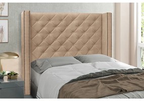Cabeceira Vicenza Para Cama Box Queen 160 cm Suede Bege - D'Rossi