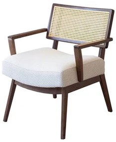 Poltrona Jully Tela Natural Assento cor Papel Desenhado com Base Capuccino - 68190 Sun House