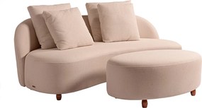 Sofá Living Sala de Estar Rocca 192cm com Puff Pés Madeira Linho Rústico Nude G92 - Gran Belo