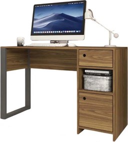 Escrivaninha Mesa Computador Com Gaveteiro 125cm Anelise Bege Amarelado/Preto C01 - D'Rossi