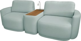 Sofá Sala Modulado 251cm com Console USB Luminária Brumma Bouclê K01 - D'Rossi - Azul