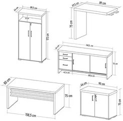 Conjunto Escritório Home Office 5 Peças Corp A06 Carvalho/Branco - Mpo