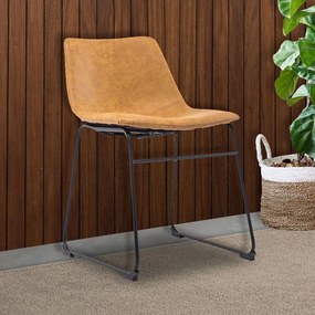 Cadeira Decorativa Sala de Estar Recepção Fixa Maia PU Sintético Caramelo G56 - Gran Belo
