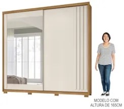 Guarda Roupa Casal 2 Portas de Correr e Espelho 242cm Lara Z17 Freijó/