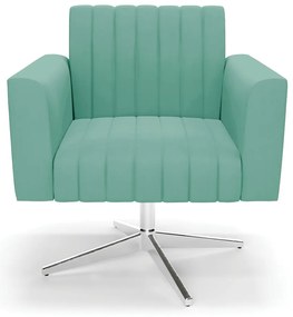 Poltrona Giratória Viena Gomada Suede Base Cromada D03 - D'Rossi - Azul Turquesa