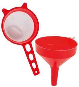 Kit Peneira e Funil Vermelho 2 Peças
