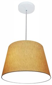 Lustre Pendente Cone Md-4155 Cúpula em Tecido 30/40x30cm Palha - Bivolt