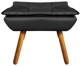Puff Banqueta Decorativo Pé Palito Kit 2 Opala Corino D03 - D'Rossi - Preto