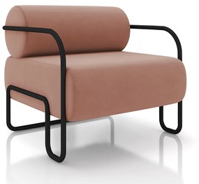 Poltrona Sala de Estar Industrial Preto Ameli Veludo K01 - D'Rossi - Rose