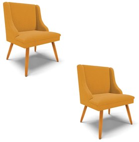 Cadeira Sala de Jantar Pé Palito Castanho kit 2 Liz Bouclê D03 - D'Rossi - Mostarda