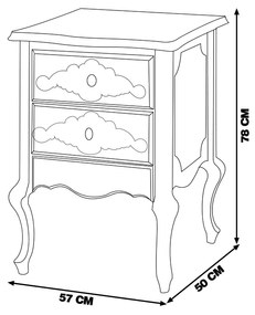 Mesa de Cabeceira Decorativa Zahra 2 Gavetas Vermelho/Imbuía G71 - Gran Belo
