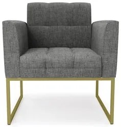 Sofá Namoradeira e 1 Poltrona Base Industrial Dourado Ana Linho Grafit