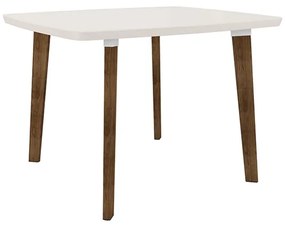 Mesa De Jantar Jade 4 Lugares Off White Com Vidro Pés Oblongos – RV Móveis